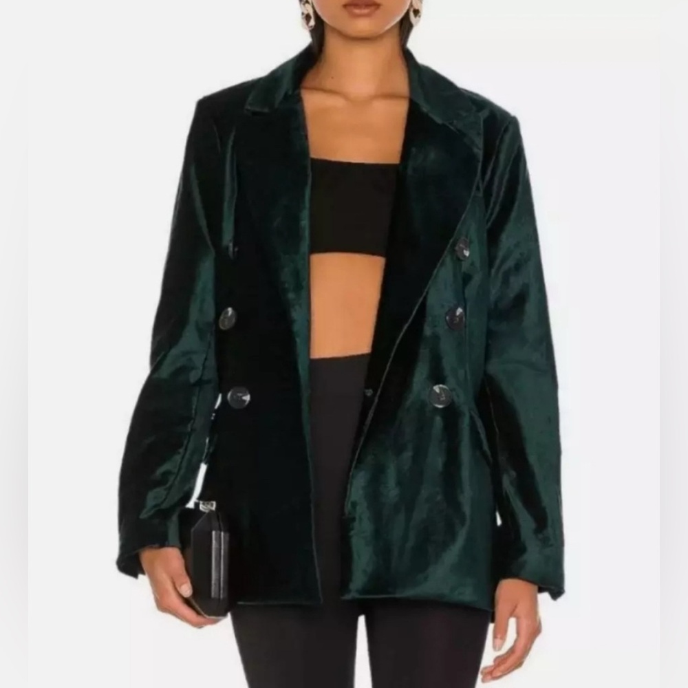 Free People Velvet Ashby Blazer Jade Green Oversized